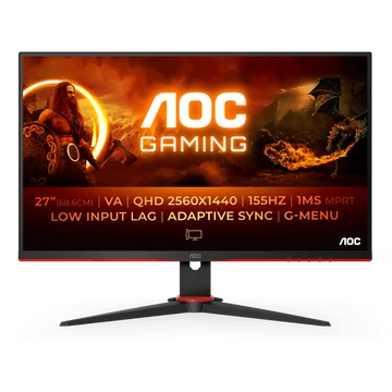 AOC Gaming 155Hz monitor 27&quot; Q27G2E/BK, 2560x1440, 16:9, 250cd/m2, 1ms, 2xHDMI/DisplayPort