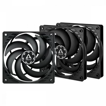 ARCTIC COOLING Rendszerhűtő Ventilátor P12 Slim PWM PST Fekete, 12cm (3-PACK)