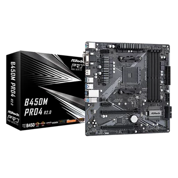 ASROCK Alaplap AM4 B450M PRO4 R2.0 AMD B450, mATX