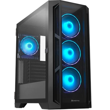 CHIEFTEC Ház Gaming Apex, ATX, 4x120mm RGB ventilátor, RGB vezérlő, Tápegység nélkül, Edzett Üveg, Fekete