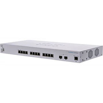 CISCO Switch 12x10000Mbps SFP+ + 2x10000Mbps SFP+ Kombó, Fémházas, Rackes, Menedzselhető - CBS350-12XT-EU