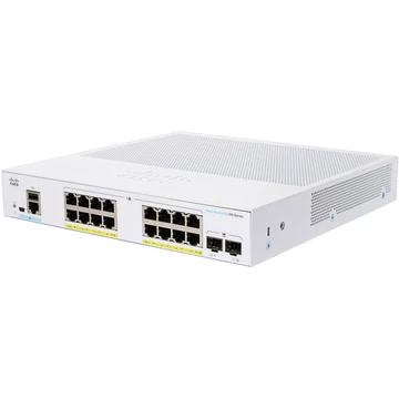 CISCO Switch 16x1000Mbps (POE+) + 2x1000Mbps SFP, Fémházas, Rackes, Menedzselhető - CBS350-16P-E-2G-EU