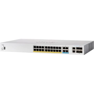 CISCO Switch 20x1000Mbps (POE+) + 2x2500Mbps (POE+) +4x10Gbit SFP+, Rackes, Menedzselhető - CBS350-24MGP-4X-EU