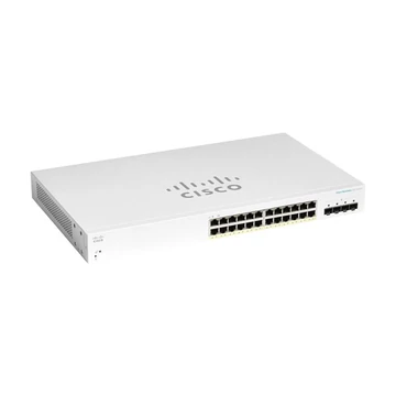 CISCO Switch 24x1000Mbps (POE) + 4x1000Mbps SFP, Menedzselhető, Fémházas, Rackes - CBS220-24FP-4G-EU