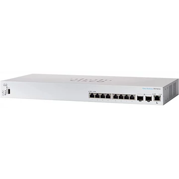 CISCO Switch 8x10000Mbps + 2x10000 SFP+ Kombó, Rackes, Fémházas, Menedzselhető - CBS350-8XT-EU