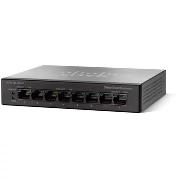 CISCO Switch 8x100Mbps (4xPOE), Asztali, Műanyag házas - SF110D-08HP-EU