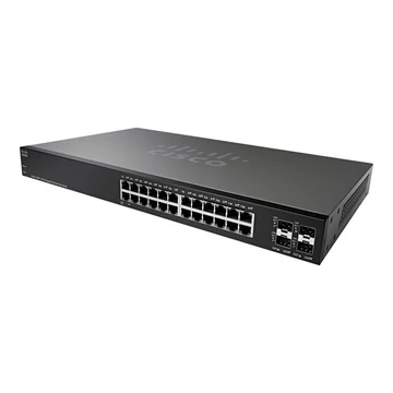 CISCO Switch 24x1000Mbps (POE+) + 4x1000Mbps SFP, Fémházas, Rackes, Menedzselhető - SG220-28MP-K9-EU