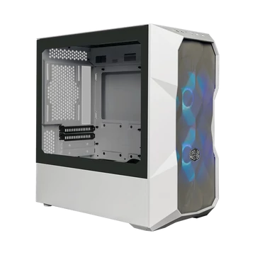 COOLER MASTER Ház Micro ATX MasterBox TD300 MESH, 2db ARGB Ventilátor, Tápegység nélkül, Edzett Üveg, fehér