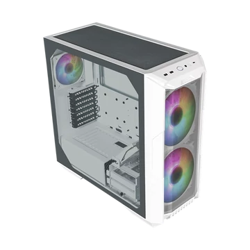 COOLER MASTER Ház Midi ATX HAF 500 ARGB + 4db Ventilátor, Tápegység nélkül, Üvegfalú, fehér