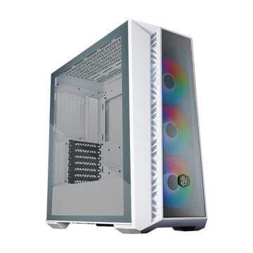 COOLER MASTER Ház Midi ATX MasterBox 520 + 3db Ventilátor + HUB,Tápegység nélkül, Üvegfalú, fehér