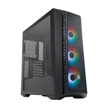 COOLER MASTER Ház Midi ATX MasterBox 520 + 3db Ventilátor + HUB, Tápegység nélkül, Üvegfalú, fekete