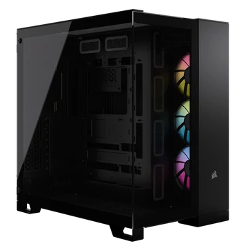 CORSAIR Ház iCUE LINK 6500X RGB, 3x iCUE LINK RX120 RGB Ventilátor, Tápegység nélkül, Edzett Üveg, fekete
