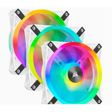 CORSAIR Rendszerhűtő Ventilátor, iCUE QL120 RGB + Lighting Node CORE Kontroller, 12cm, fehér, 3db/csomag