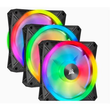 CORSAIR Rendszerhűtő Ventilátor, iCUE QL120 RGB + Lighting Node CORE Kontroller, 12cm, fekete, 3db/csomag