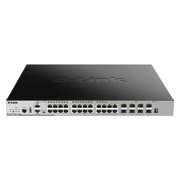 D-LINK Switch 20x1000Mbps(20xPOE) + 4xGigabit SFP+ + 4xGigabit SFP kombó Menedzselhető, Rackes (370W POE), DGS-3630-28PC