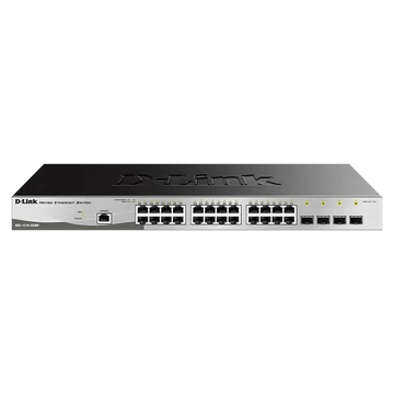 D-LINK Switch 24x1000Mbps (24xPOE) + 4xGigabit kombó SFP Menedzselhető Rackes (Metro), DGS-1210-28P/ME/E
