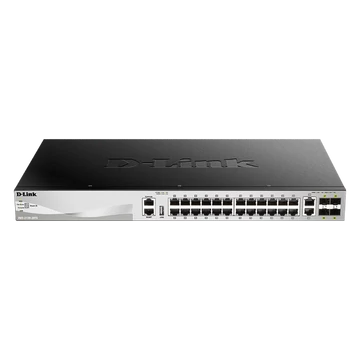 D-LINK Switch 24x1000Mbps + 2xGigabit + 4xGigabit SFP+ Fémházas, Menedzselhető, DGS-3130-30TS/E