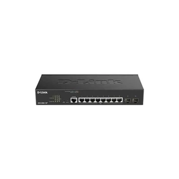 D-LINK Switch 8x1000Mbps(8xPOE) + 2xGigabit SFP Fémházas, Menedzselhető (65W POE), DGS-2000-10P