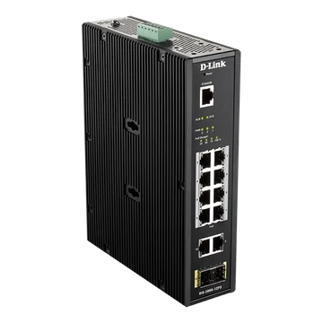 D-LINK Switch Ipari 10x1000Mbps (8xPOE) + 2xSFP + 1x konzol port Menedzselhető Fémházas,DIS-200G-12PS