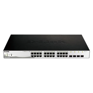 D-LINK Switch 24x1000Mbps (24xPOE) + 4xGigabit kombó SFP Menedzselhető Rackes, DGS-1210-28MP/E