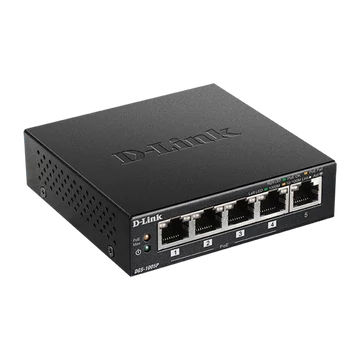 D-LINK Switch 5x1000Mbps (4xPOE+) Fémházas Asztali, DGS-1005P/E