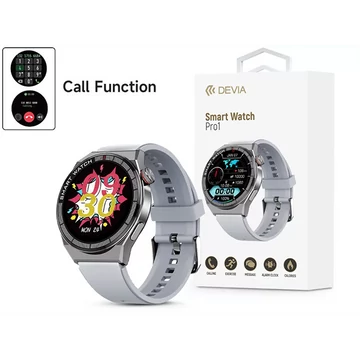 DEVIA ST385186 PRO1 SMART WATCH OKOSÓRA AMOLED KIJELZŐVEL - EZÜST