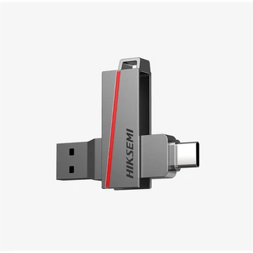 HIKSEMI Pendrive 128GB E307C U3 &quot;Dual Slim&quot; USB 3.2/Type-C, Szürke (HIKVISION)
