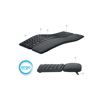 LOGITECH Billentyűzet - K860 Ergonomikus Vezeték Nélküli Grafitszürke (Logi bolt támogatás), US