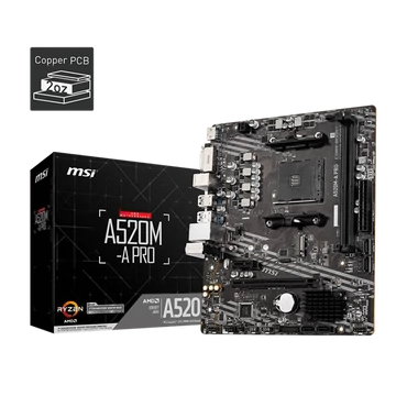 MSI Alaplap AM4 A520M-A PRO AMD A520, mATX