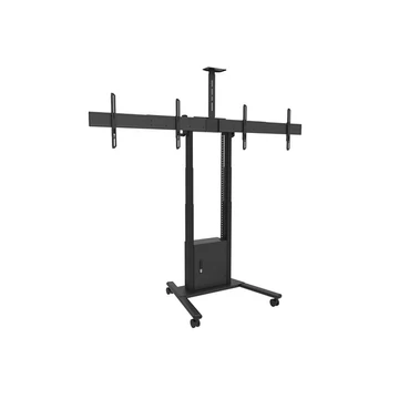 MULTIBRACKETS Gurulós motoros 2 karos padlóállvány, M Motorized Floorstand Dual Screen incl cabinet &amp; cam-shelf 120kg