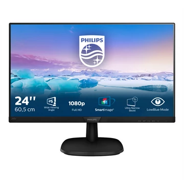 PHILIPS IPS monitor 23,8&quot; 243V7QJABF, 1920x1080, 16:9, 250cd/m2, 4ms, VGA/HDMI/Displayport, hangszóró