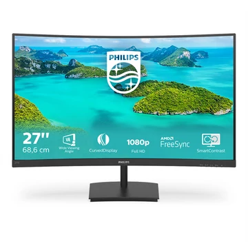 PHILIPS Ívelt VA monitor 27&quot; 271E1SCA, 1920x1080, 16:9, 250cd/m2, 4ms, VGA/HDMI, hangszóró