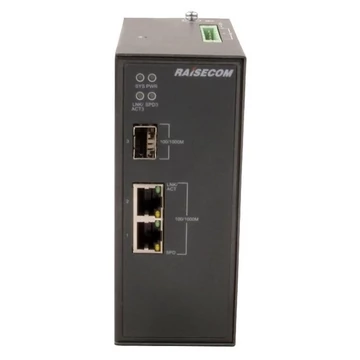 RAISECOM L2 DIN sínes menedzselhető ipari switch, 1xSFP + 2xGE RJ45, (+AC Táp!)