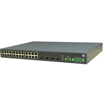 RAISECOM L2 menedzselhető ipari switch, 19&quot;RM, 4x100/1000 SFP + 24xGE RJ45 + 1 alarm,  1xDC