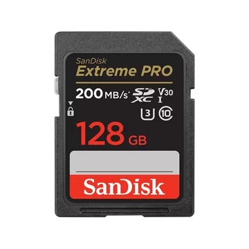 SANDISK 121596, SDXC EXTREME PRO KÁRTYA 128GB, 200/90 MB/s , UHS-I, Class 10, U3, V30