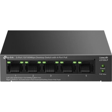 TP-LINK Switch 5x100Mbps (4xPOE) Fémházas Asztali, LS105LP