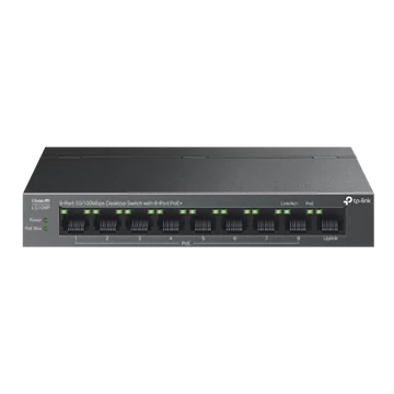 TP-LINK Switch 9x100Mbps (8xPOE+) Fémházas Asztali, LS109P