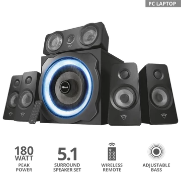 TRUST 5.1 térhatású hangszórórendszer 21738 (GXT 658 Tytan 5.1 Surround Speaker System)