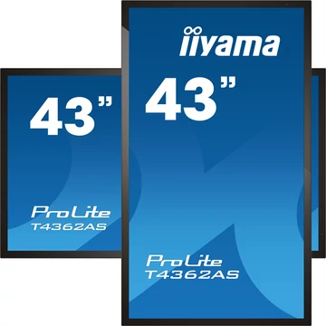 iiyama 24/7 interaktív kijelző, 42,5&quot;, 3840x2160, 16:9, 500cd, 8ms, 1200:1, HDMI/USB/Ethernet, T4362AS