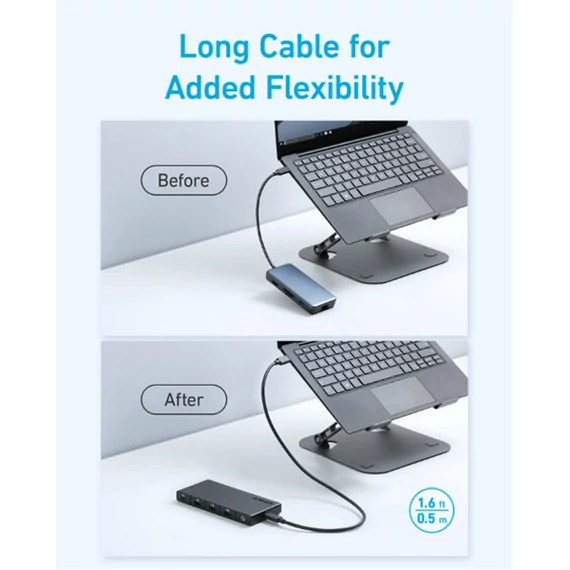 ANKER USB HUB 364 10-in-1, USB-C, Dual 4K HDMI, 2xUSB3.2, 1xLAN, 2xUSB2.0, SD kártyaolvasóval - A83A2G11