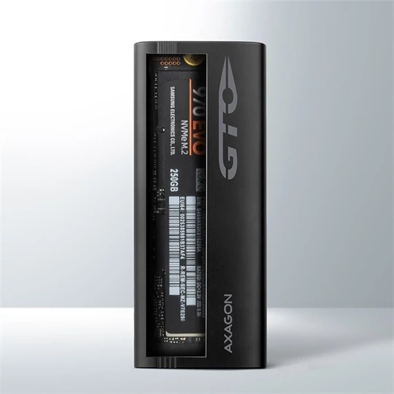 AXAGON EEM2-GTO Thin Oval SuperSpeed+ USB-C - NVMe M. 2 külső ház, fekete