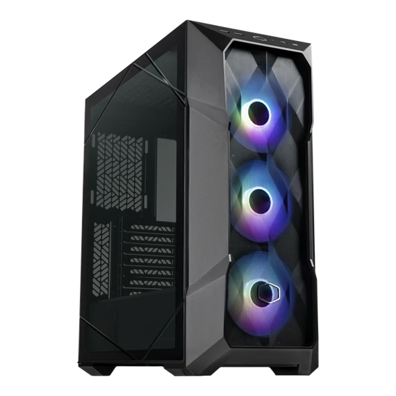 COOLER MASTER Ház Midi ATX MasterBox TD500 MESH V2 ARGB + 3db Ventilátor, Tápegység nélkül, Üvegfalú, fekete
