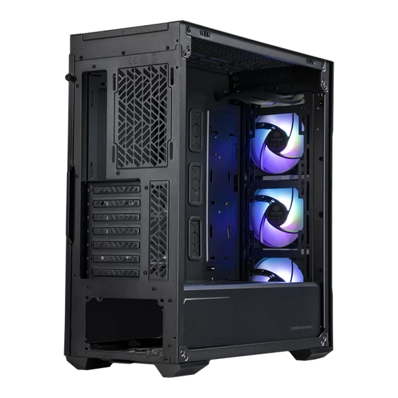 COOLER MASTER Ház Midi ATX MasterBox TD500 MESH V2 ARGB + 3db Ventilátor, Tápegység nélkül, Üvegfalú, fekete