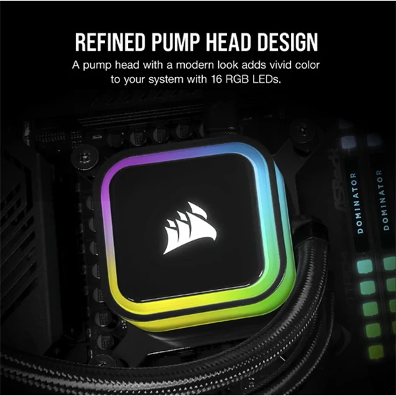 CORSAIR CPU hűtő iCUE H100i RGB ELITE (vízhűtés), 2 Ventilátoros, LGA1700 támogatással, fekete