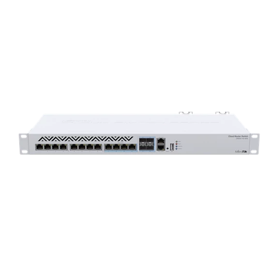 MIKROTIK Cloud Router Switch 1x100Mbps + 8x10Gbps + 4x10Gbps Combo SFP+, Redundáns, Rackes - CRS312-4C+8XG-RM
